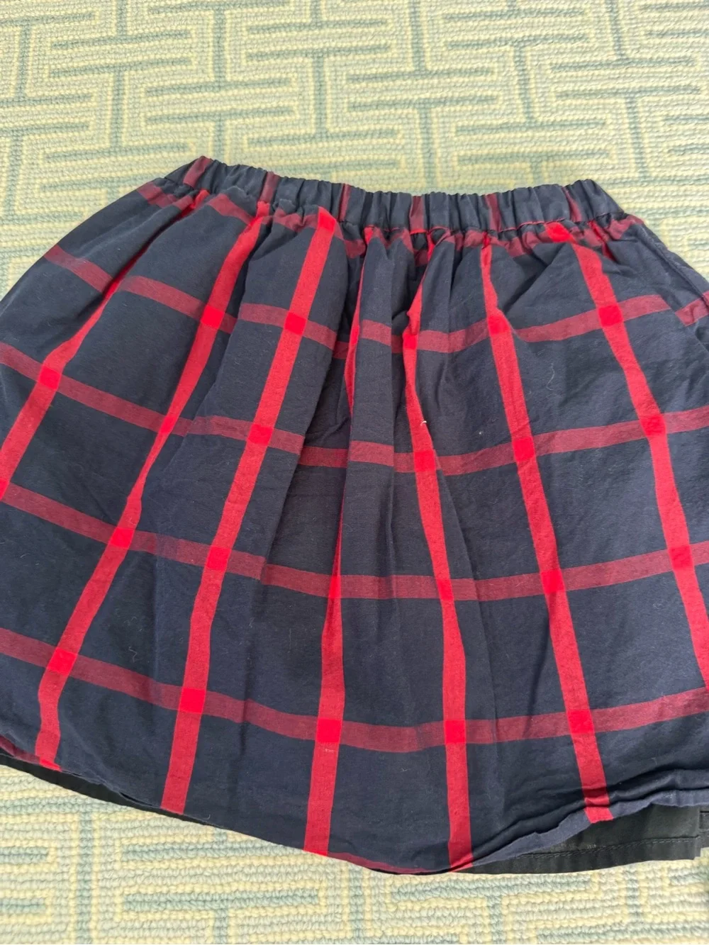 Crewcuts Navy And Red Plaid Elastic-Waist Circle Skirt